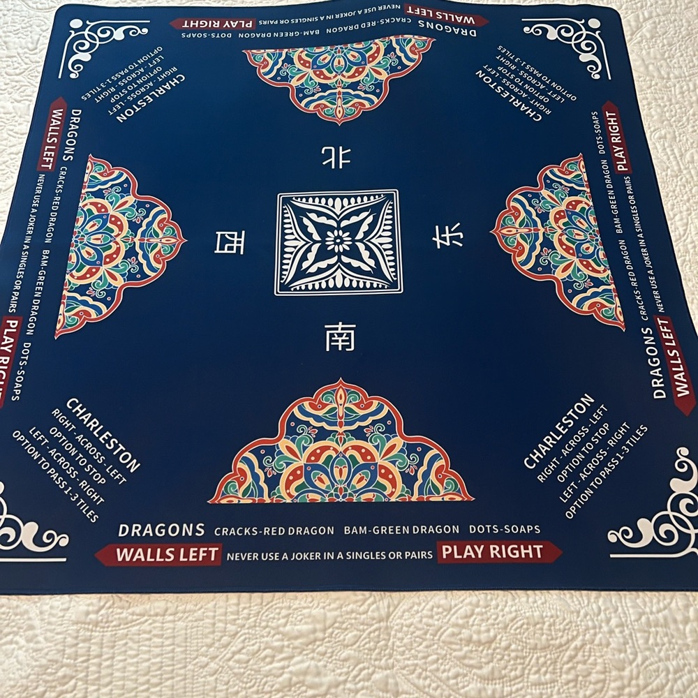 Decorative Navy Blue Game Mat Wall Decor with Multicolor Mandala Accents